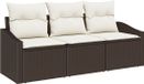 vidaXL Banc de jardin 3 pièces polyrattan marron et blanc