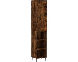 vidaXL Hoge kast 34,5x34x180 cm bewerkt hout gerookt eikenkleurig