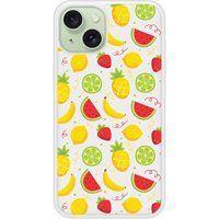 Apple Bedrukt siliconen hoesje compatibel met iPhone 15 Fruits tropicaux