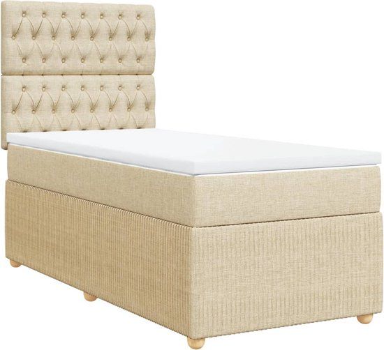 vidaXL Boxspring met matras stof crèmekleurig 90x190 cm