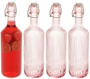 Secret de Gourmet Beugelfles / Weckfles - 4x - roze glas - luchtdicht - 1 liter - waterfles - 8 x 31 cm