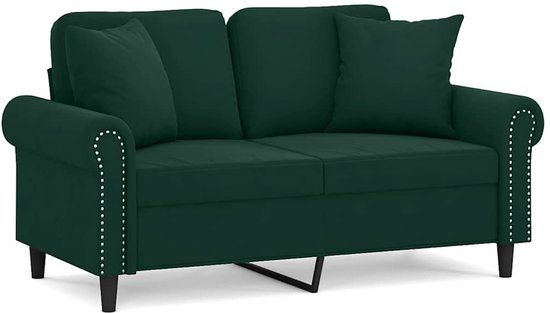 vidaXL Tweezitsbank met sierkussens 120 cm fluweel donkergroen