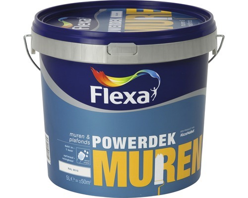 FLEXA Powerdek latex RAL 9010 gebroken wit mat 5 liter