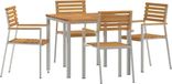 Acacia Bois et acier inoxydable Ensemble de table de jardin 5 pièces