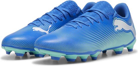 PUMA FUTURE 7 PLAY FG/AG Unisex Sportschoenen - Hyperlink Blue-Mint-PUMA White - Maat 45