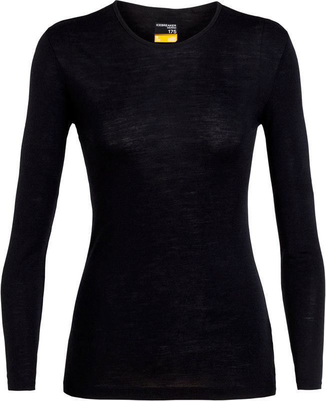 Icebreaker 175 Everyday Longsleeve Crew Top Dames - Zwart - Maat M - 2018