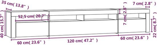 vidaXL Tv-meubel met LED-verlichting 240x35x40 cm grijs sonoma eiken