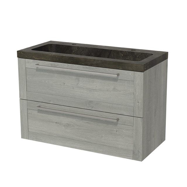 Maxaro Badkamermeubel Modulo 100cm Grijs Eiken Blue Stone