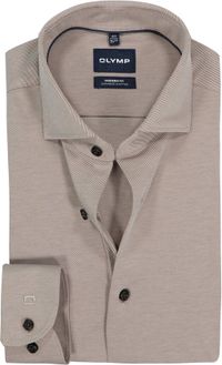 OLYMP Smart Business chemise coupe moderne - tricot - marron - Facile à repasser - Tour de cou : 38 (taille UE : S)