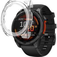 Phonillico® Garmin Fenix 8 47 mm Hoes - Transparante Harde Beschermhoes met Gehard Glas