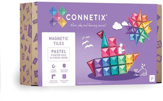 CONNETIX Magnetische Tegels Pastel Startpakket - 64 Stuks