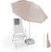 Merkloos Parasol - Ø180 cm - In hoogte verstelbaar - Kantelbaar - Beige