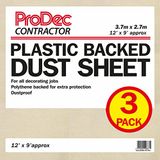 ProDec Contractor 3 pak 12ft x 9ft Contractor Poly Backed Dust Sheet Drop Cloth voor schilderen decoreren van trappen, gangen, gangen en vloeren, absorbeert morsen, geen doorlekken, herbruikbaar