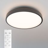 HOFTRONIC Badkamer plafondlamp zwart - IP44 waterdicht - 18 Watt 1800 lumen (100lm/w) - CCT lichtkleur instelbaar (3000K, 4000K & 6500K) - Incl. Afstandsbediening - Ø30 cm - LED Plafondlamp
