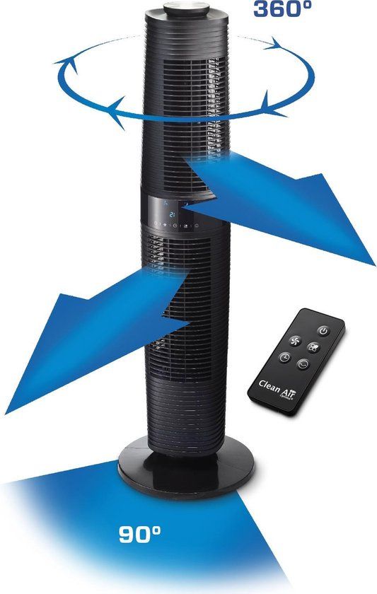 Clean Air Optima CA-406B - Black Tower Fan with Remote Control