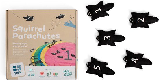 BS Toys Eekhoorn Parachutes - Catch & Throw Game - Outdoor Fun for Kids