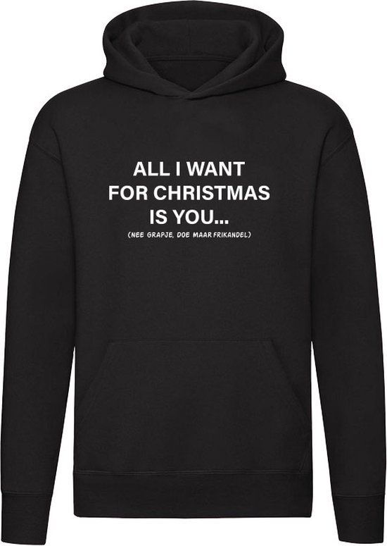 Sol's All I want for Christmas is a Frikandel Hoodie - Black - Unisex - XL