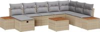 vidaXL Tuinbank Set 9-delig Beige Poly Rattan