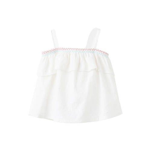 Mango Kids top met borduursels en ruches - wit
