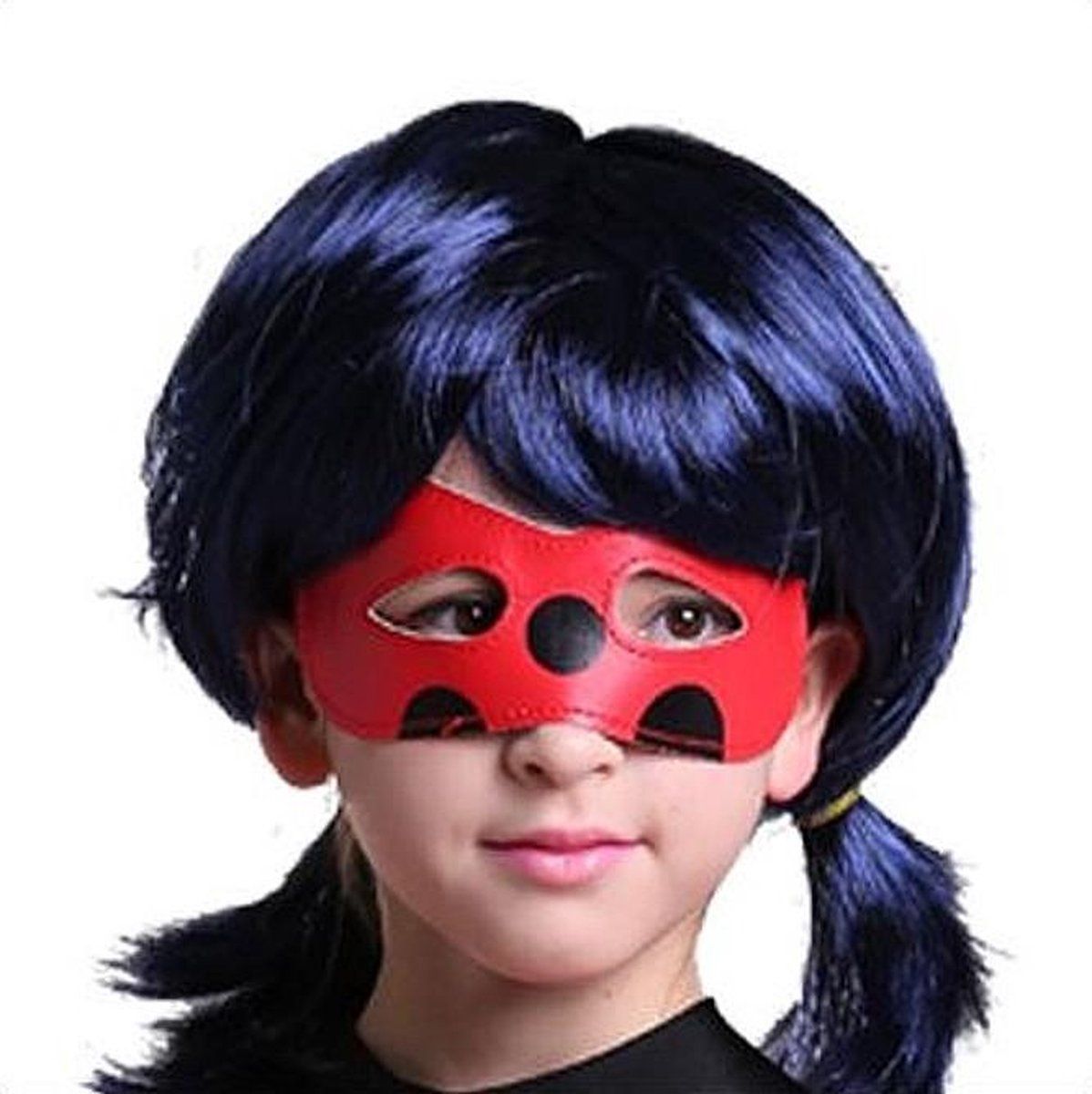Ladybug pruik meisje blauw zwart verkleedpruik | Ladybug kostuum prinsessen verkleedkleding