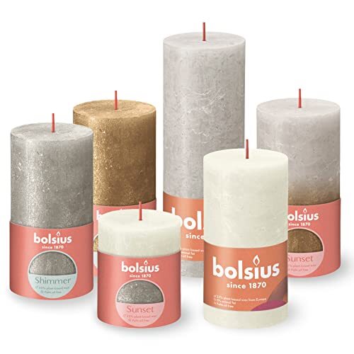 Bolsius Rustieke kaars Gift Set - Nieuwe Sparkle - Doos met 6 Kaarsen - Niet Geparfumeerd