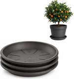 Plasticforte pot met schotel / waterreservoir - 3x - antraciet - Dia 40 cm - Kunststof