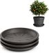 Plasticforte pot met schotel / waterreservoir - 3x - antraciet - Dia 40 cm - Kunststof