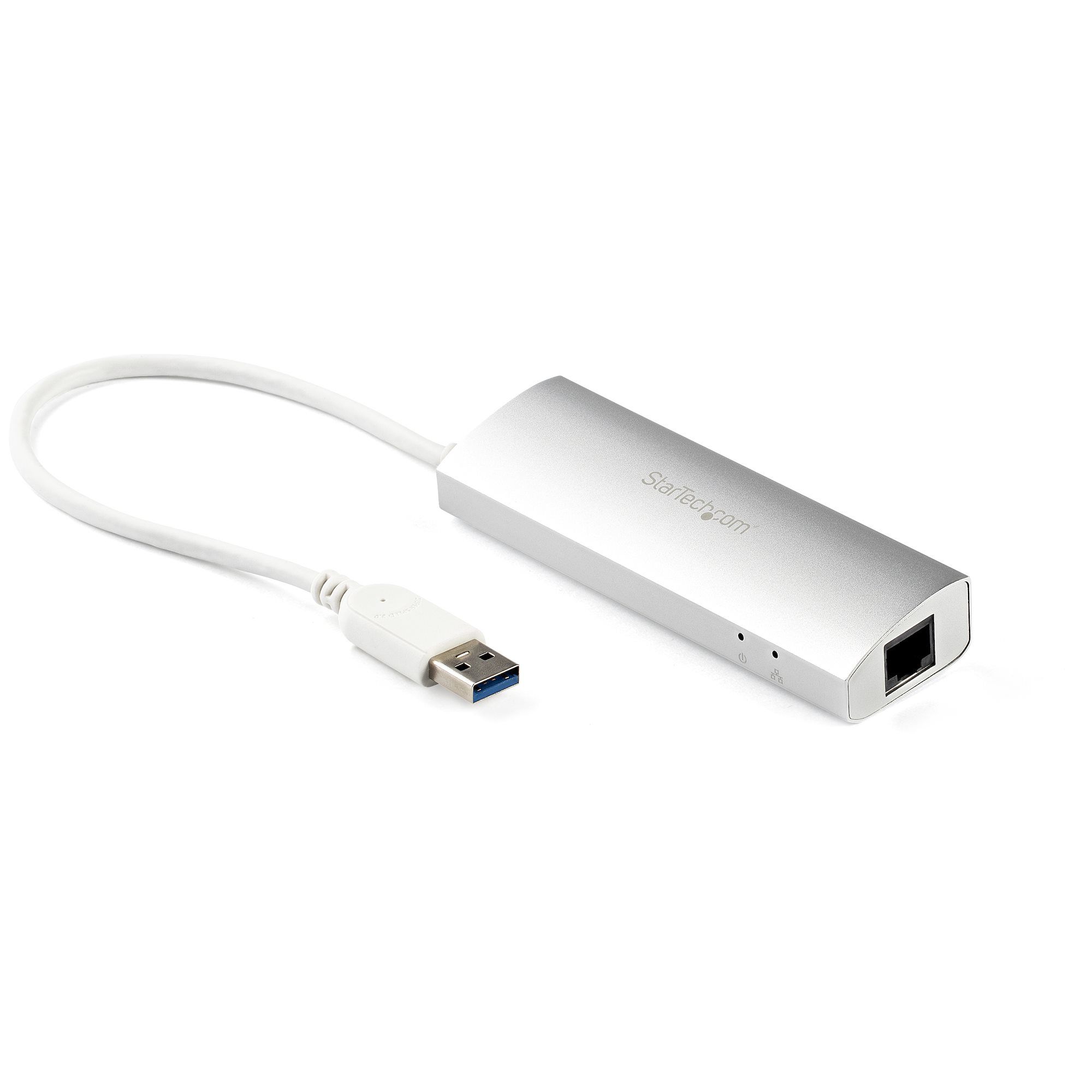 StarTech.com Startech 3-poorts USB 3.0 hub met Gigabit Ethernet - Zilver/Wit