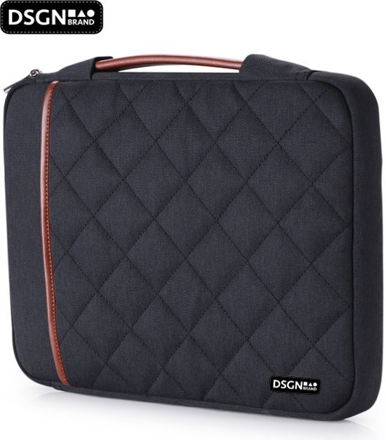DSGN Laptoptas 13 Inch - 13.3 sleeve met handvat voor de Apple Macbook Air / Pro (Retina) - Laptop Case - Bescherming Cover Hoes - Zwart - Bruin