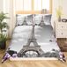 Ensemble de literie pour lit double, avec une image de la Tour Eiffel, fleurs violettes, 3 pièces
