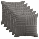 vidaXL Kussensloop 6 stuks ALMELO Donkergrijs 50 x 50 cm corduroy