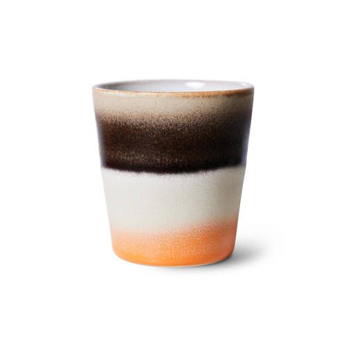 HK Living koffiekopje 70's (Ø7,5 cm) - Zwart - 180 ml - Aardewerk