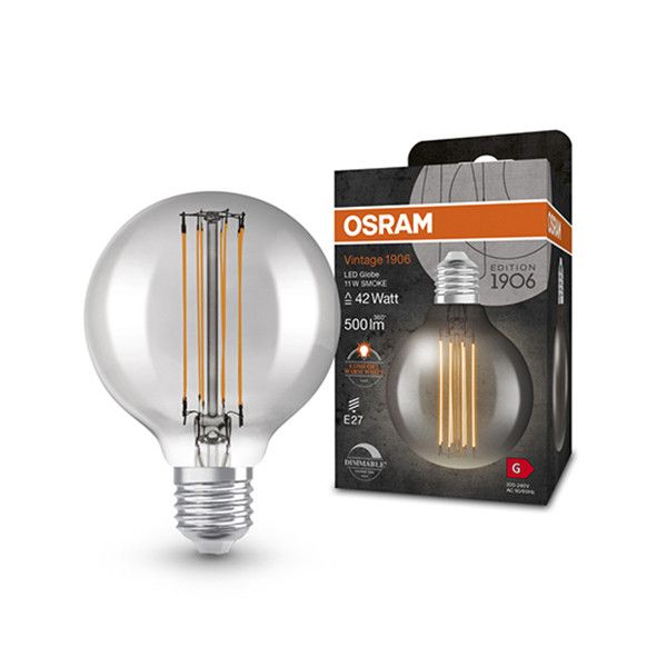 Osram LED Lamp E27 Globe G80 Vintage 1906 Smoke 1800K Dimmable 11W (42W)