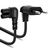 VINATO 3 m netsnoer 2-polige hoek 90° netsnoer met eurostekker type C naar C7 aansluiting voor LED TV, pc-monitor, PS5, laptop, radio, printer