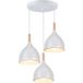 Suspension 3 Lumières Luminaire Contemporain En Métal Lustre Plafonnier Pour Chambre Salon Salle À Manger Abat-jour Avec Ronde Base Blanc Bois