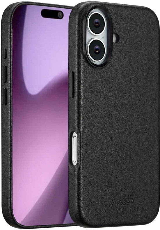 Accezz Leather Backcover Geschikt voor iPhone 17 - MagSafe - Black