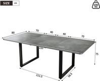 MODENUIT Table à manger - Extensible en 3 longueurs pour 6-10 personnes - Salle à manger et cuisine - MDF gris - 140-220x80 cm