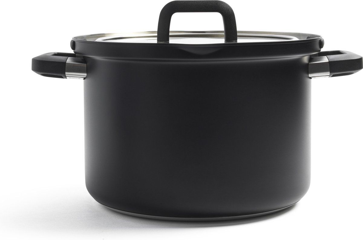BK Flow Cool Glas Soeppan - 24 cm - 6.5 liter - RVS - Zwart