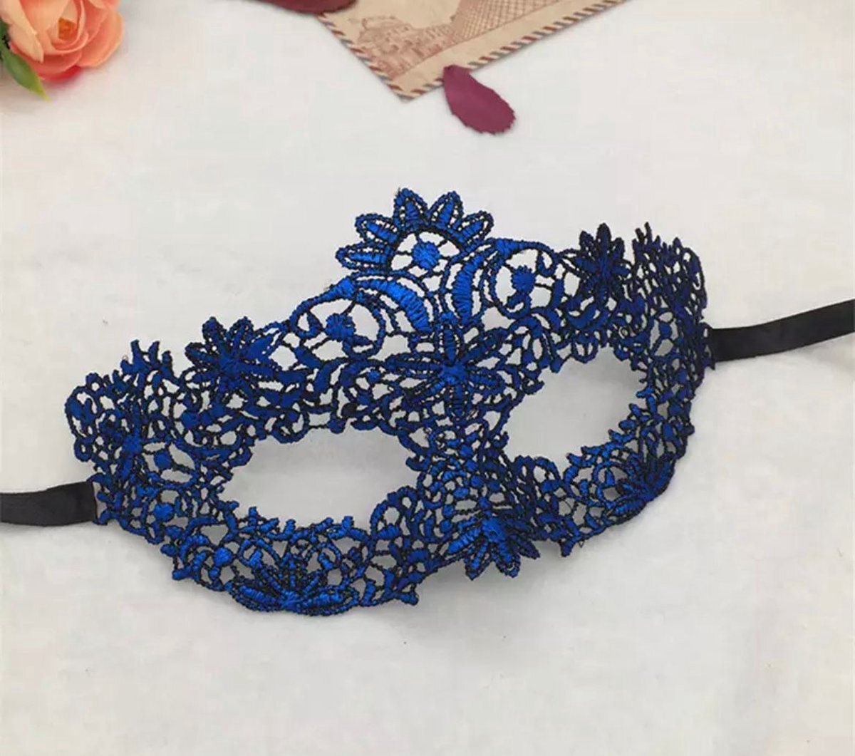 Akyol Kant Masker blauw – Carnaval - Halloween Masker - spin masker - masker spin - venetie masker - masker voor bal - gala masker - festival masker - masker – carnaval - kantmasker vrouwen - klassenfeest - Bal masker - Party Maskers - carnaval