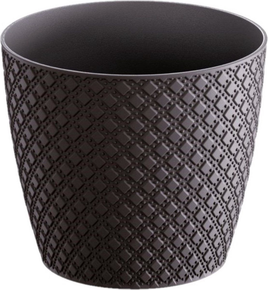 Bellatio Design 2x Zwarte Kunststof Bloempot/Plantenpot - D15.7cm x H13.8cm