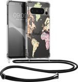 kwmobile telefoonhoesje geschikt voor Google Pixel 8 Pro - Hoesje met telefoonkoord - Back cover voor smartphone - Case in zwart / meerkleurig / transparant