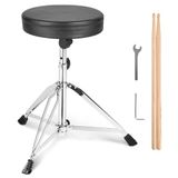 VEVOR Drumkruk, 490-585 mm in hoogte verstelbaar, gevoerde drumkrukzitting met antislipvoetjes, 5A drumstokken, maximaal draagvermogen van 150 kg, 360° draaibare drumstoel voor drummers