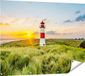 Gards Poster de jardin Phare avec lever de soleil sur une île - 120x90 cm - Toile de jardin - Décoration de jardin - Décoration murale extérieure - Peinture de jardin