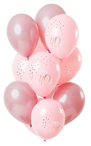 Folat 67640 Ballonnen Elegant Lush Blush 40 Jaar 30cm - 12 stuks