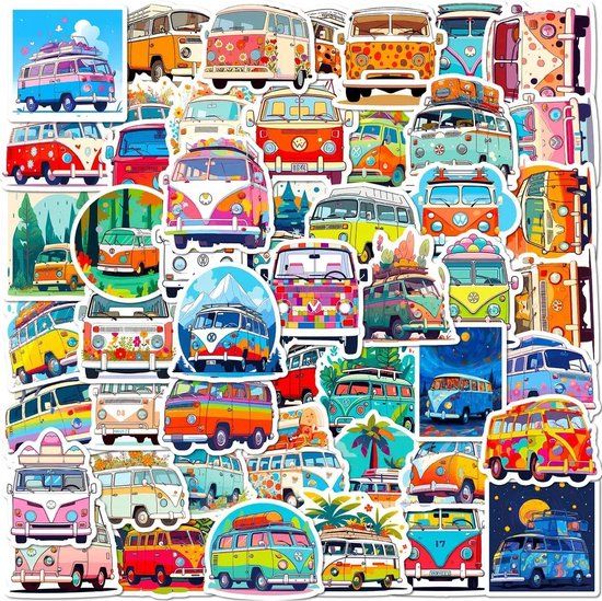 Camper Stickers 50 Stuks | Vinyl | Laptop Stickers | Kinderen en Volwassenen