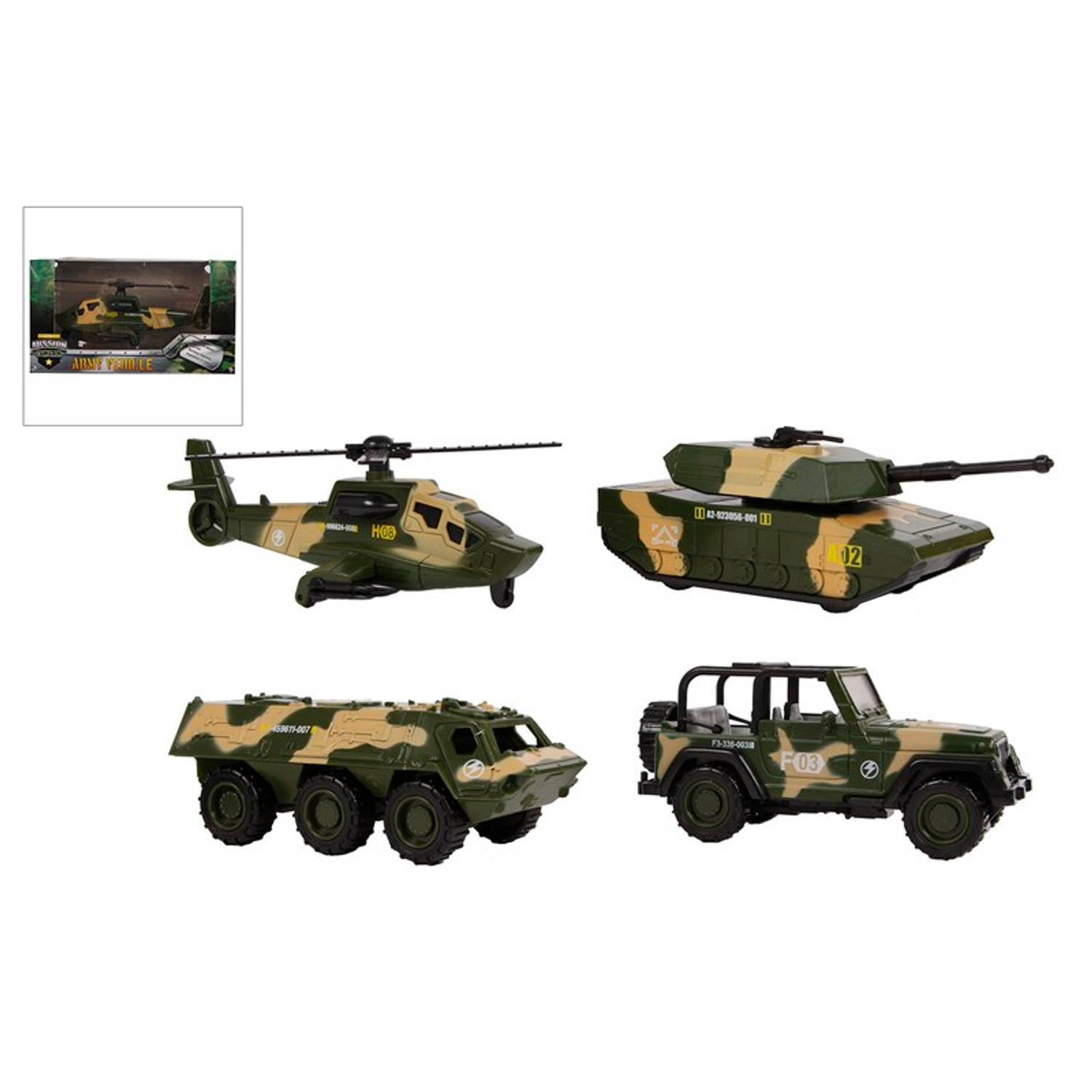 Basic militair voertuig die cast 1:64 12cm