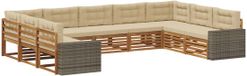vidaXL Ensemble de canapé d'extérieur 9 pièces Acacia massif naturel et beige