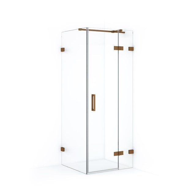 Maxaro Douchecabine Diamond 80x80cm 8mm Helder Veiligheidsglas Koper met Draaideur