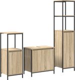 vidaXL Badkamermeubel Set 3 stuks Sonoma Eiken en Zwart