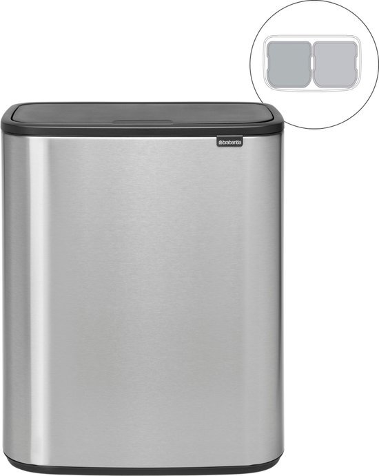 Brabantia Bo Touch Bin 2 x 30 Liter Staal Vingerafdruk Proof